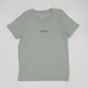 Zoe+Liv "Relax" Graphic Aqua Gray T-Shirt